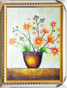 Tranh sơn dầu chậu hoa trang trí